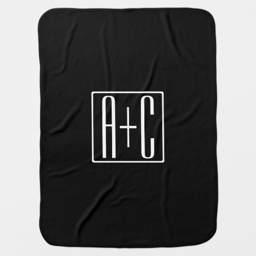 Black  White  Couples Initials Baby Blanket