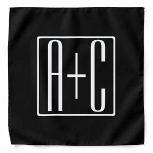 Black & White Couples Initials Bandana