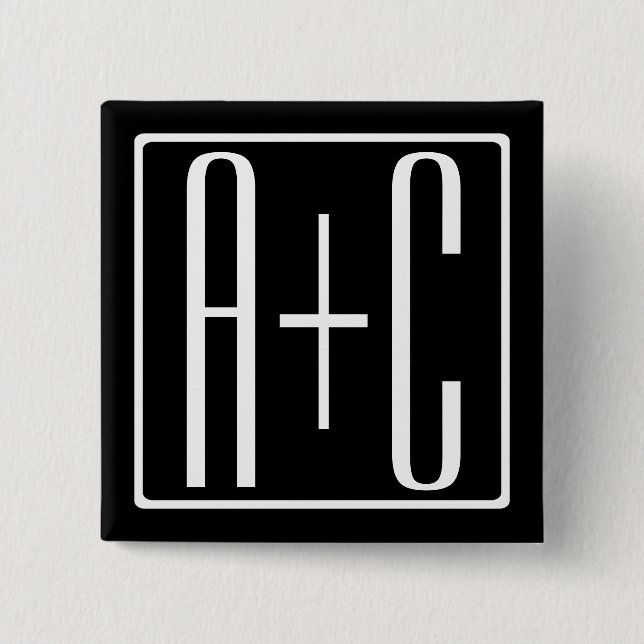 Black & White | Couples Initials Button (Front)