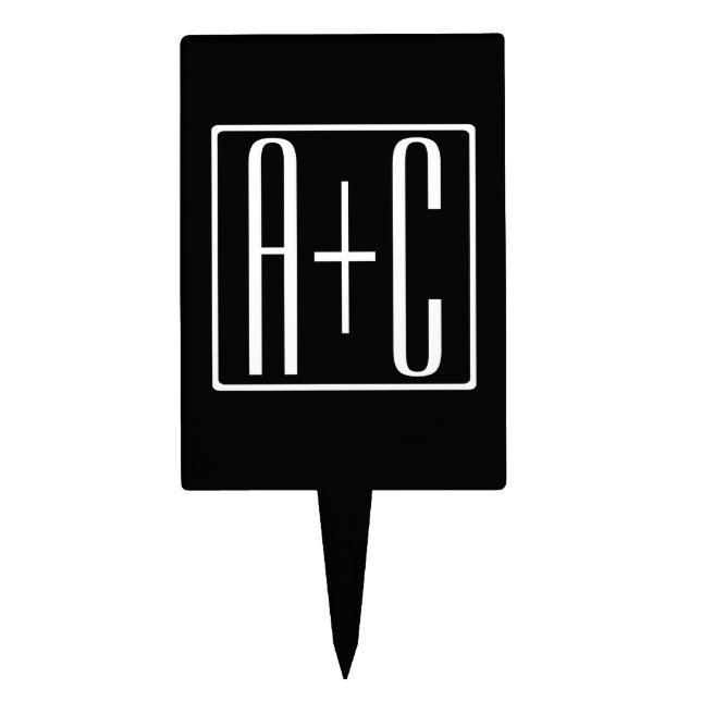 Black & White | Couples Initials Cake Topper (Front)