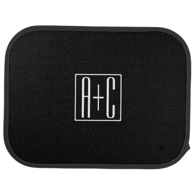 Black & White | Couples Initials Car Floor Mat (Rear)
