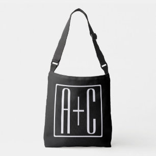 Black & White Couples Initials Crossbody Bag