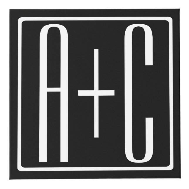 Black & White | Couples Initials Cube (Top)