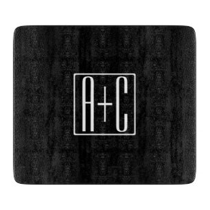 Black & White Couples Initials Cutting Board