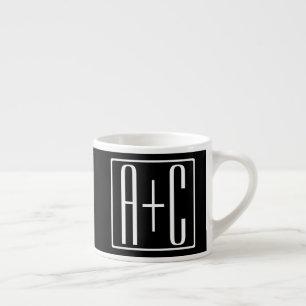 Black & White   Couples Initials Espresso Cup