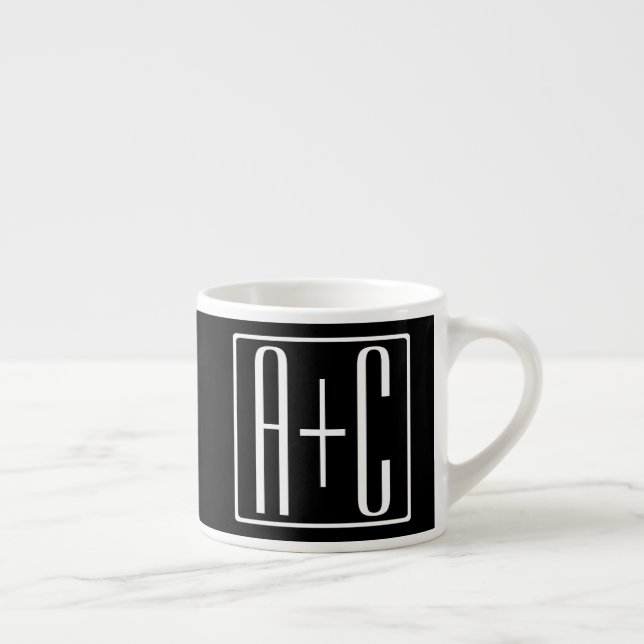 Black & White | Couples Initials Espresso Cup (Right)