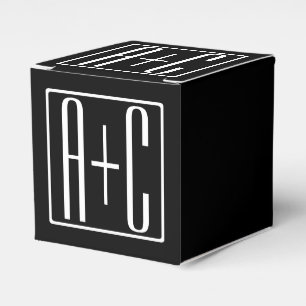 Black & White Couples Initials Favor Boxes