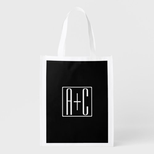 Black  White  Couples Initials Grocery Bag