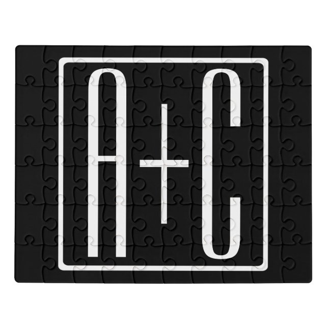 Black & White | Couples Initials Jigsaw Puzzle (Puzzle Horizontal)