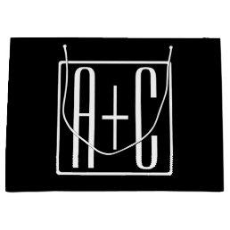 Black &amp; White | Couples Initials Large Gift Bag