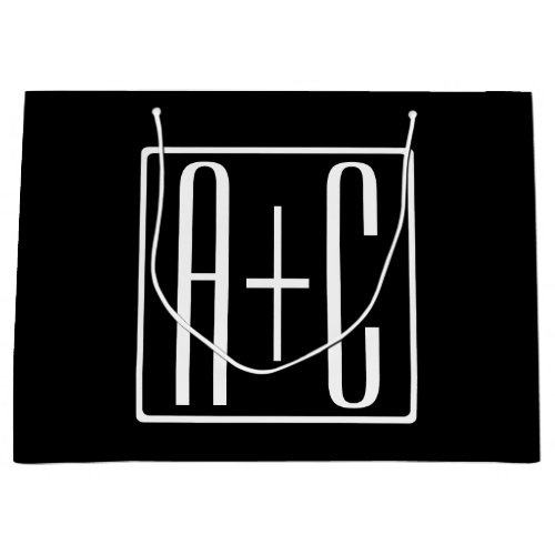 Black  White  Couples Initials Large Gift Bag