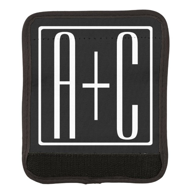 Black & White | Couples Initials Luggage Handle Wrap (Front)