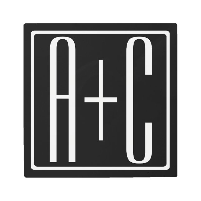 Black & White | Couples Initials Metal Print (Front)