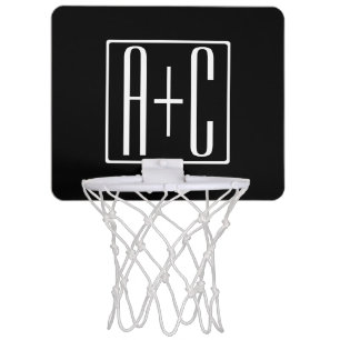 Black & White   Couples Initials Mini Basketball Hoop