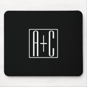 Black & White   Couples Initials Mouse Pad