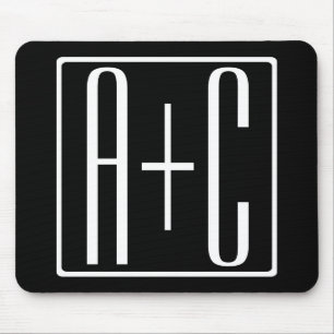 Black & White Couples Initials Mouse Pad