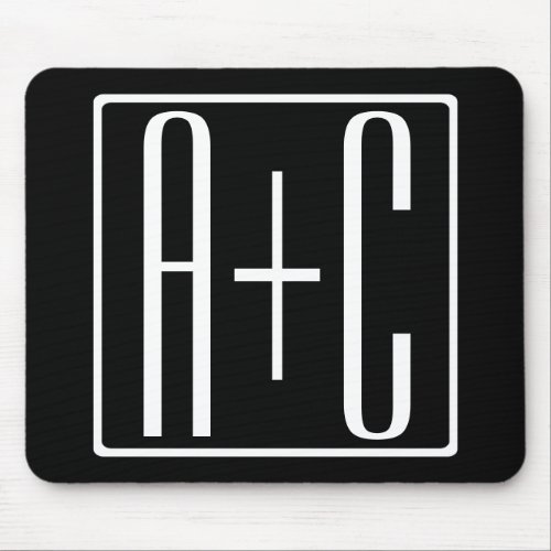 Black  White  Couples Initials Mouse Pad