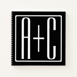 Black &amp; White | Couples Initials Notebook