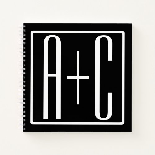 Black  White  Couples Initials Notebook