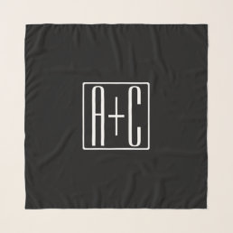 Black &amp; White | Couples Initials Scarf