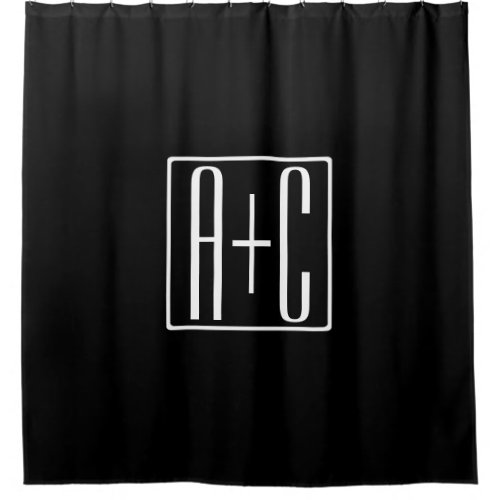 Black  White  Couples Initials Shower Curtain