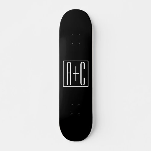 Black  White  Couples Initials Skateboard