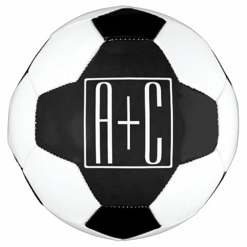 Black  White  Couples Initials Soccer Ball