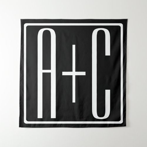 Black  White  Couples Initials Tapestry