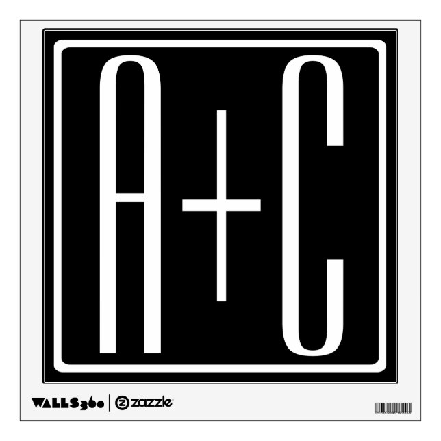 Black & White | Couples Initials Wall Decal (Front)