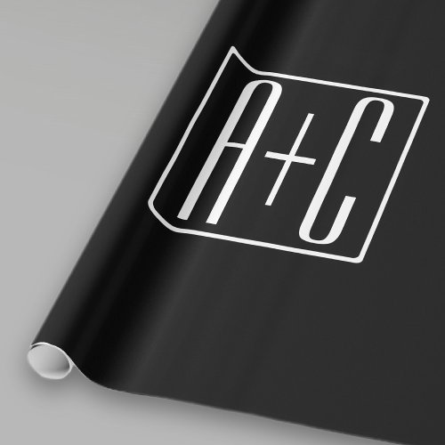 Black  White  Couples Initials Wrapping Paper