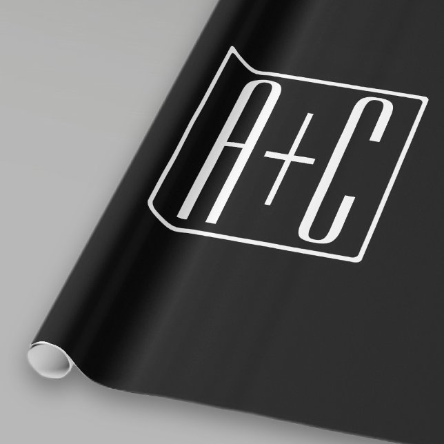 Black & White | Couples Initials Wrapping Paper (Creator Uploaded)