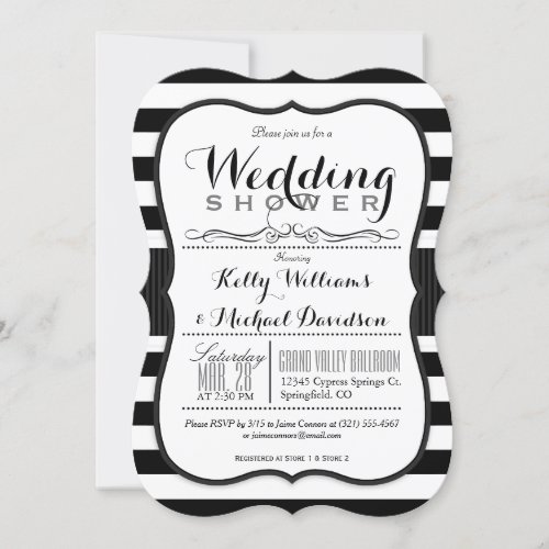 Black  White Couples Wedding Shower Invitation