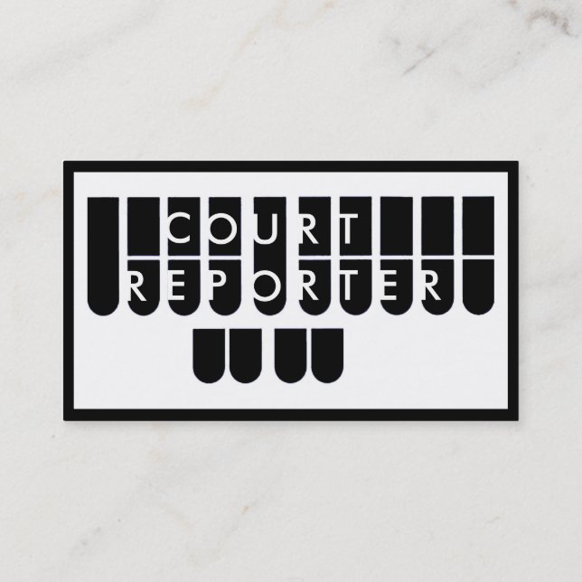 Black white court reporter custom business cards (Back)