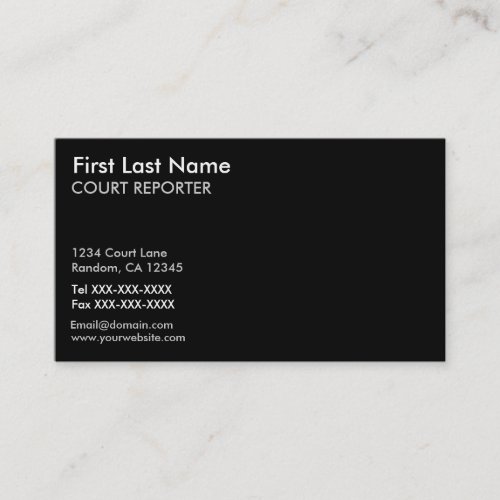 Black white court reporter custom business cards