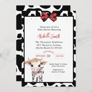 Black White Cow Baby Shower Invitations