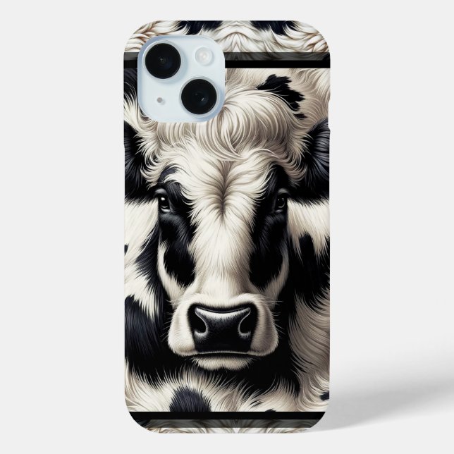 Black & White Cow Cowhide Fur Furry Look Case-Mate iPhone Case (Back)