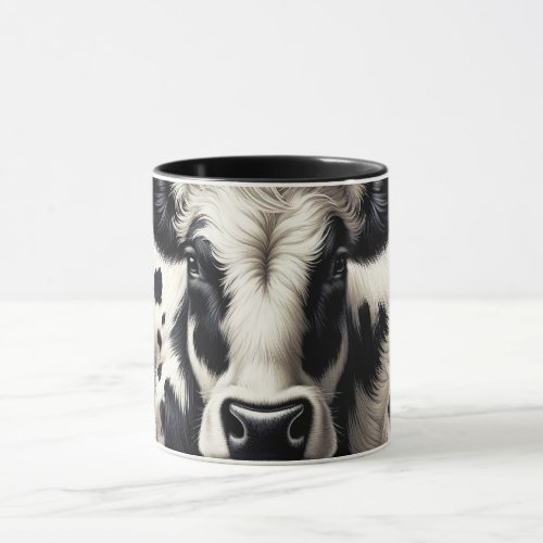 Black  White Cow Cowhide Fur Furry Look Mug