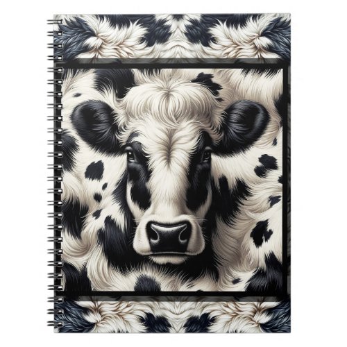 Black  White Cow Cowhide Fur Furry Look Notebook