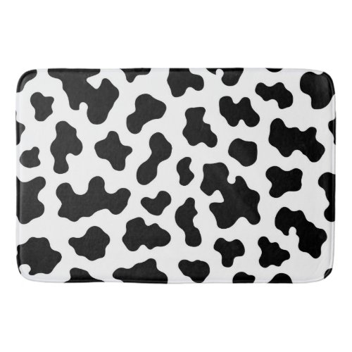 Black  White Cow Cowhide Print Bath Mat