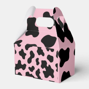 Black & White Cow Cowhide Print Birthday Party Favor Boxes