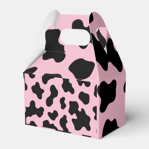 Black  White Cow Cowhide Print Birthday Party Favor Boxes
