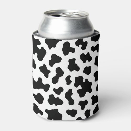Black  White Cow Cowhide Print  Can Cooler
