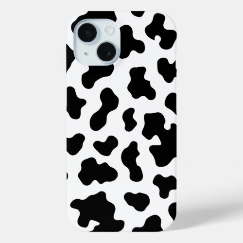 Black  White Cow Cowhide Print iPhone 15 Case