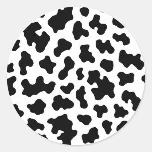 Black & White Cow Cowhide Print Classic Round Sticker