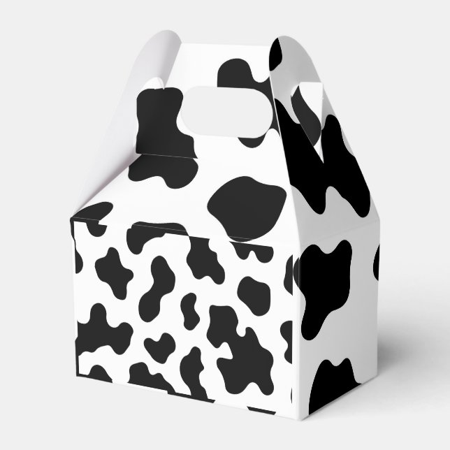 Black & White Cow Cowhide Print  Favor Boxes (Front Side)