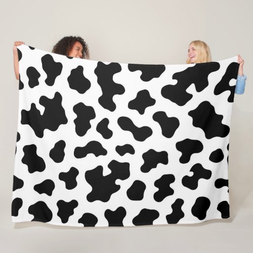 Black  White Cow Cowhide Print Fleece Blanket