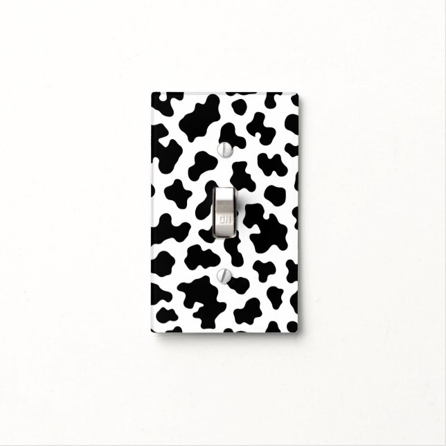 Black & White Cow Cowhide Print Light Switch Cover (In Situ)