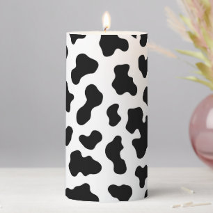Black & White Cow Cowhide Print  Pillar Candle