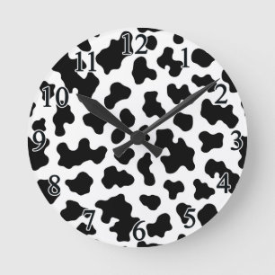 Black & White Cow Cowhide Print Round Clock
