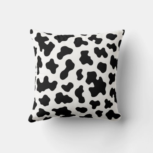 Black  White Cow Cowhide Print Throw Pillow